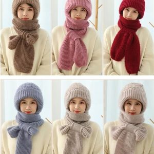 NEW Winter Protection Windproof Cap with Scarf (off white)